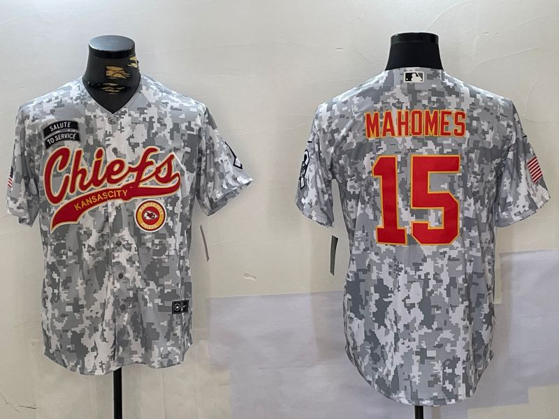 Men Kansas City Chiefs 15 Mahomes Nike Arctic Camo 2024 Salute to Service Limited NFL Jersey style 3